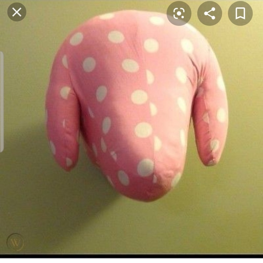 FOUND Pink dog head ! ISO WHITE AND STRIPED VICTORIAS SECRET DOG HEADS ANY COLOR